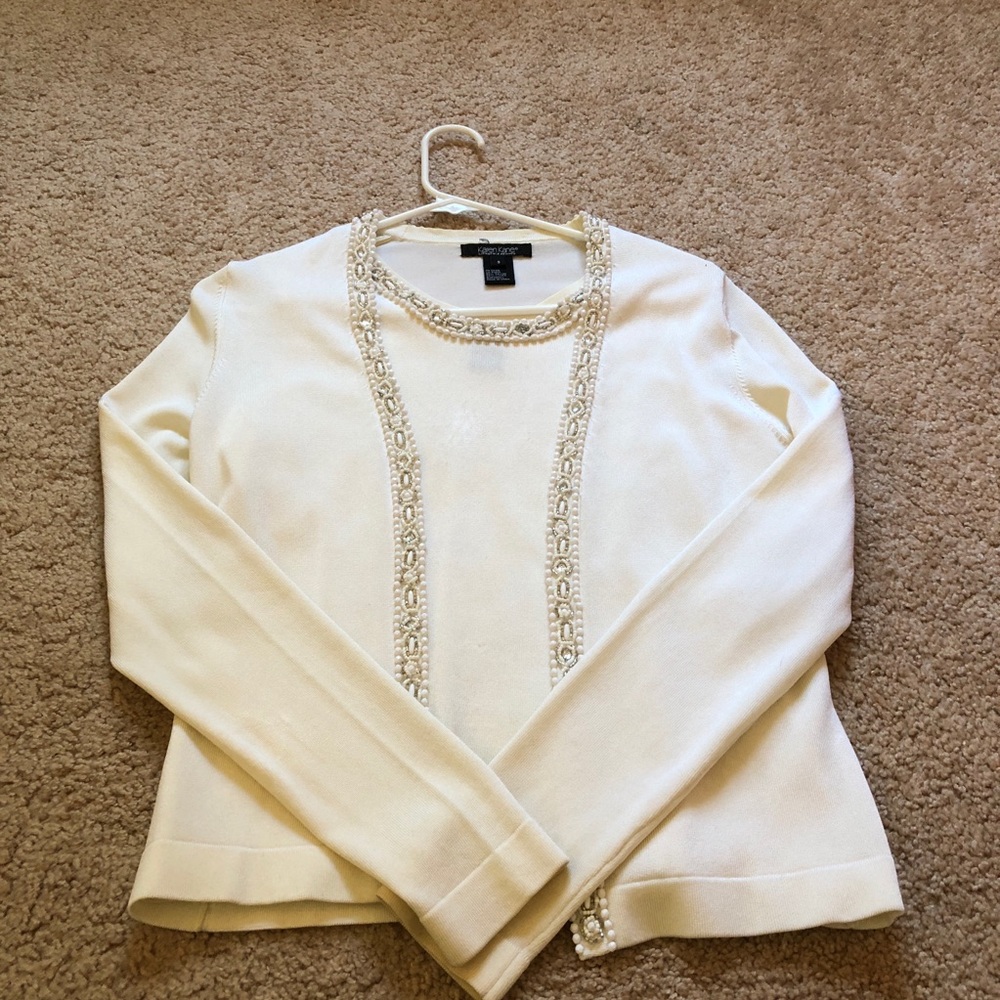 Karen Kane white tank and cardigan set